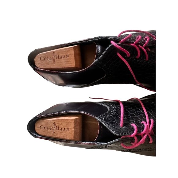 Cole Haan NikeAir Colton Saddle Oxford Shoes Men 11.5 Burgundy Crocodile Leather main image 4